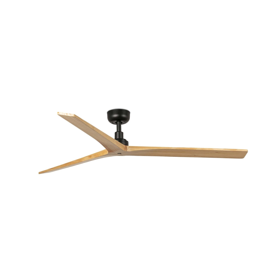 FARO Ventilatore da soffitto Klim L 150 Ø1500mm Nero Legno e Metallo con 3 Pale in Roble Chiaro - Design Moderno per Ambienti Privati e Professionali