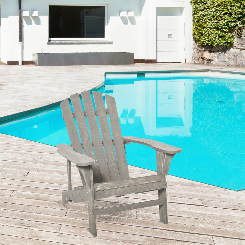 Poltrona Adirondack in Legno Massello di Abete ¨C zephmum ¨C Grigio 78x89x88 cm