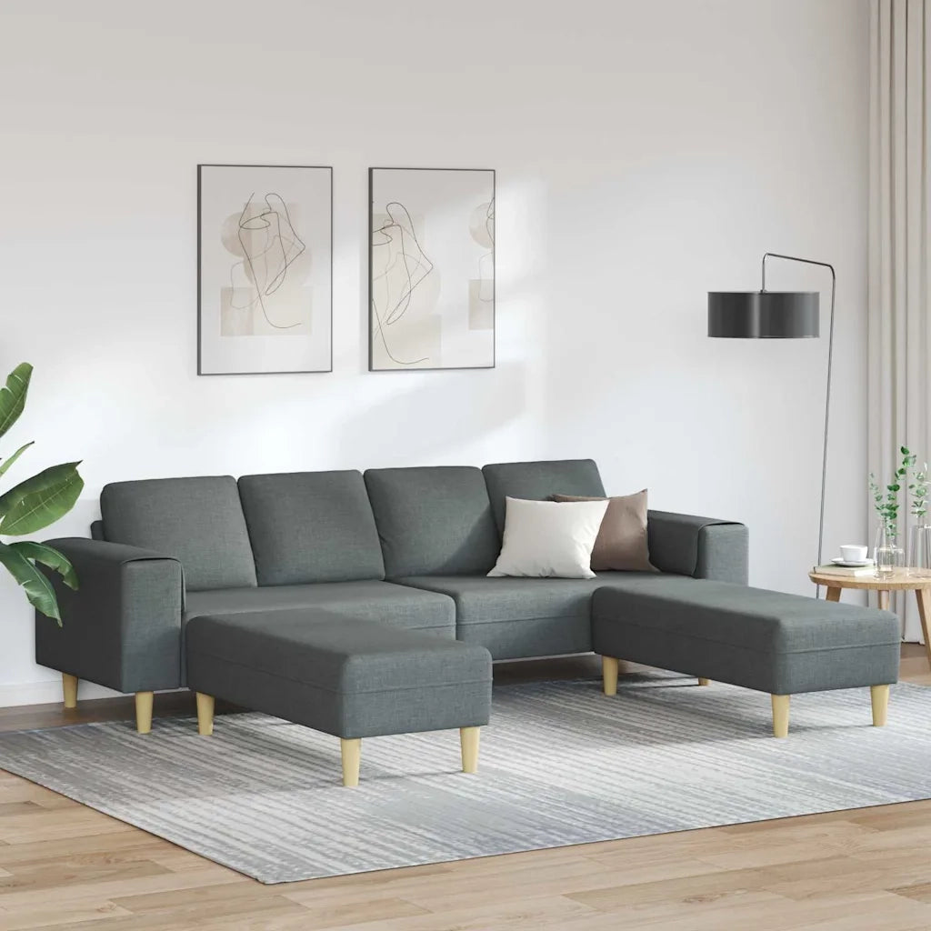 Set di divani 3 pcs Grigio scuro Tessuto