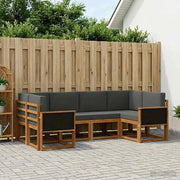 Set di divani da esterno con cuscino 6 pcs Naturale e Antracite
