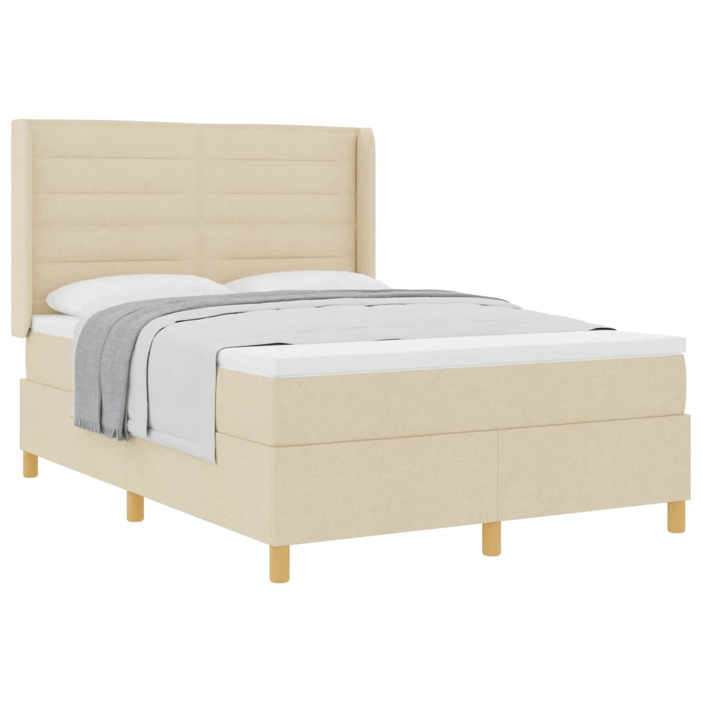 Letto a molle con materasso Crema 140 x 200 cm Tessuto 3341775