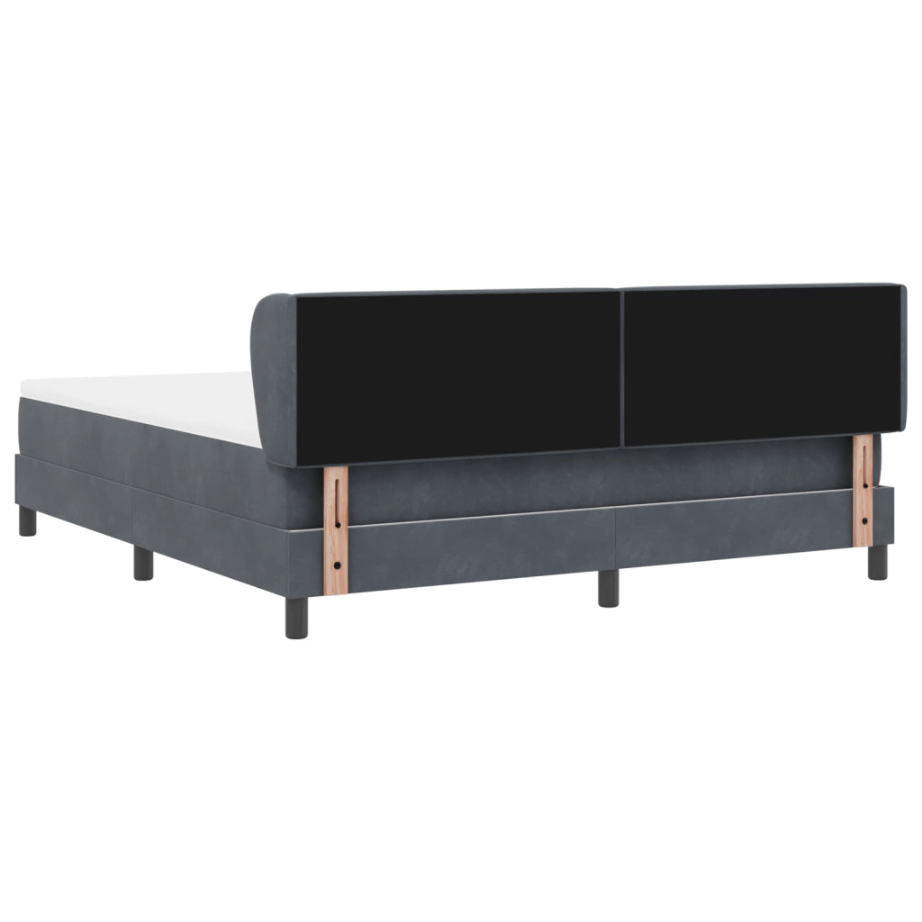 Letto Box Spring  con Materasso Grigio Scuro 180x200 cm in Velluto