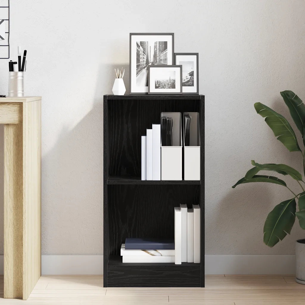 Libreria-Scaffale per Libri-Mobile di Stoccaggio Rovere Nero 40x24x76 cm in Legno Multistrato