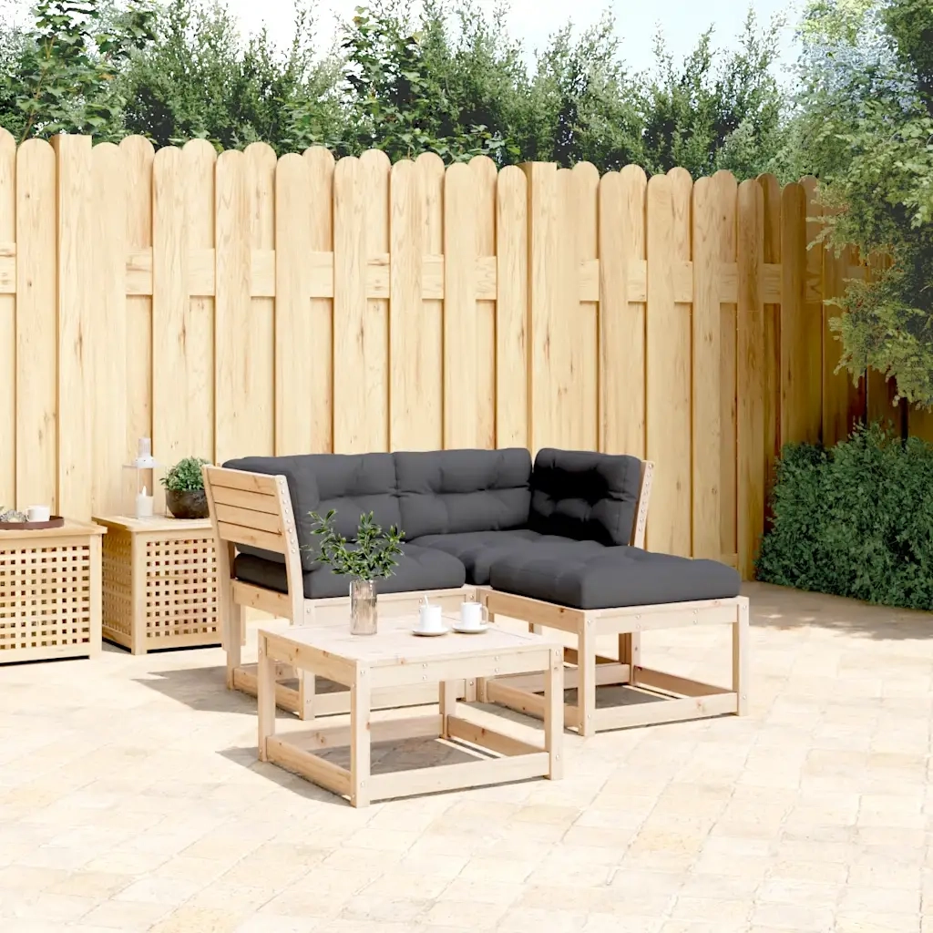 Set Divani Giardino 3 pz | Set Salotto da Giardino con Cuscini in Legno Massello di Pino