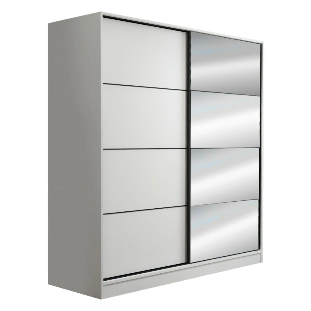 Armadio Camera da Letto Cascia, Guardaroba 2 Ante 5 Ripiani, 180x210h cm Bianco