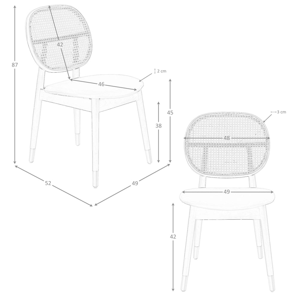 Sedia in rattan ed ecopelle nera