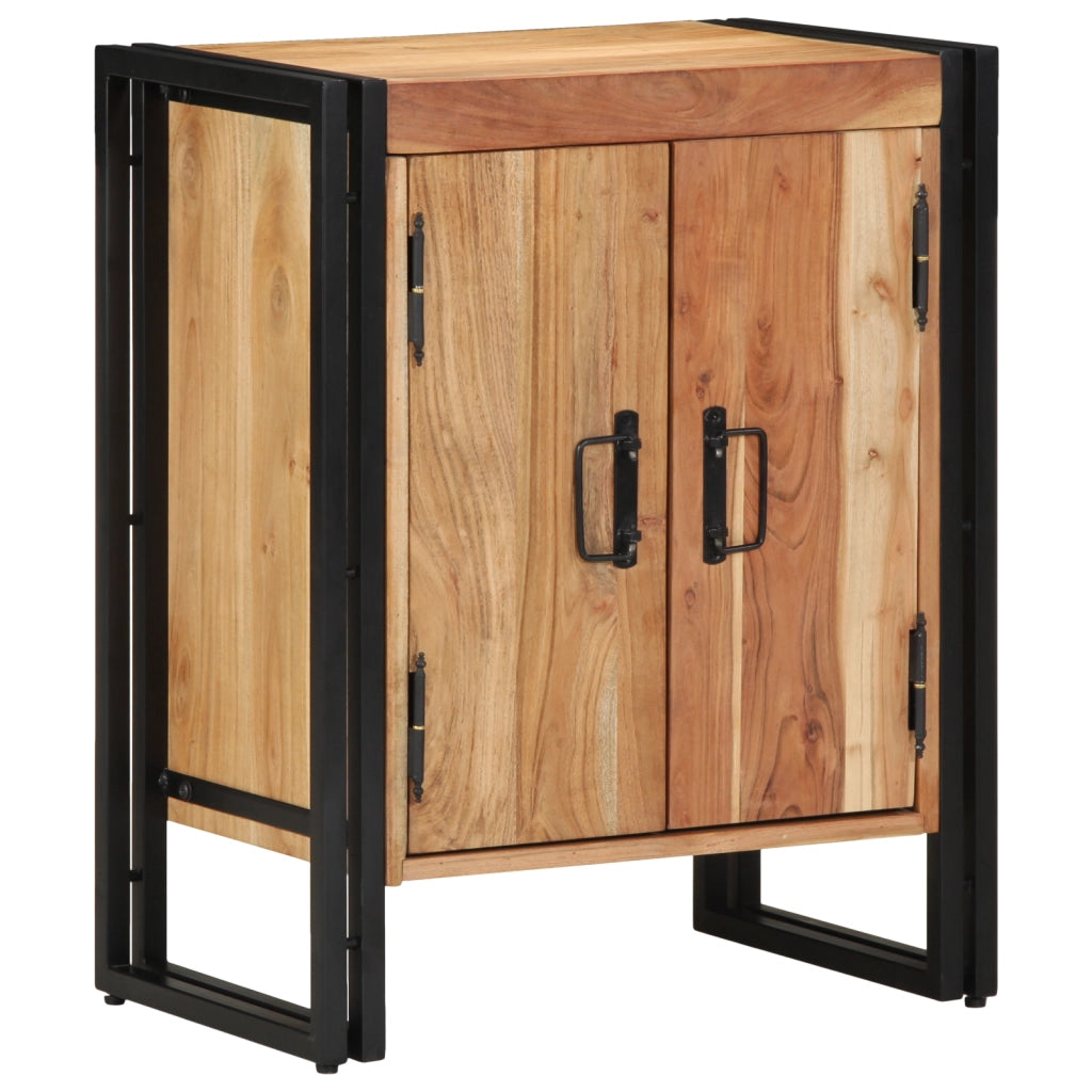 Mobile per scarpe  Nero 30x30x40 cm in legno massello di acacia e acciaio