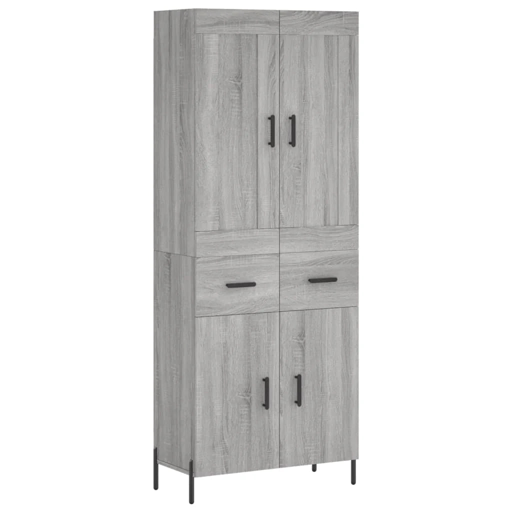 Buffet credenza cassettiera armadio mobile contenitore organizer cucina soggiorno salotto rovere Sonoma alto 69,5 x 34 x 180 cm legno ingegnerizzato grigio 02_0035408