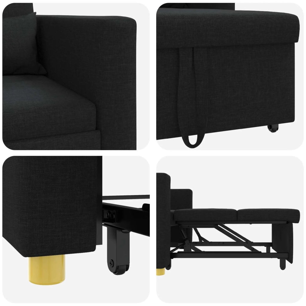 Divano letto estraibile singolo Nero 90 x 165 x 87 cm Tessuto 42002686