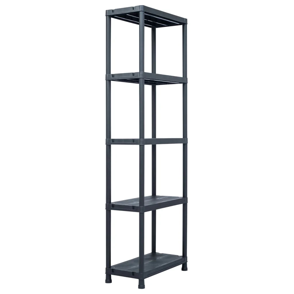 Ripiani portaoggetti da 2 pezzi capacità 125 kg 60 x 30 x 180 cm plastica nera 02_0000666
