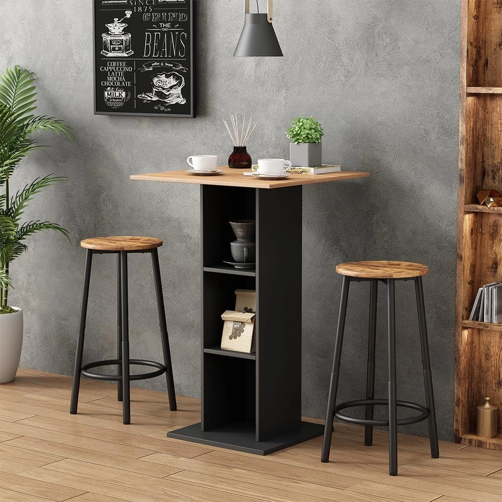 Set di 2 sgabelli da bar Edmonton, Rovere rustico, 31.5 x 64 cm 2 parti, regolabile in altezza con poggiapiedi per posizioni di seduta flessibili