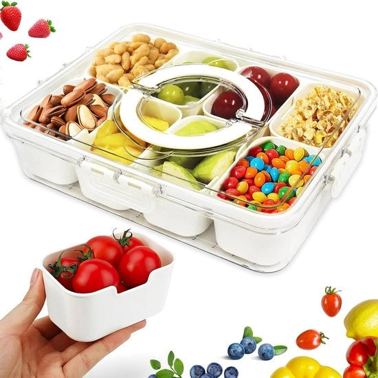 Scatola per snack con 8 contenitori - Scatola per snack con coperchio per biscotti vegani e frutta secca, lavabile in lavastoviglie