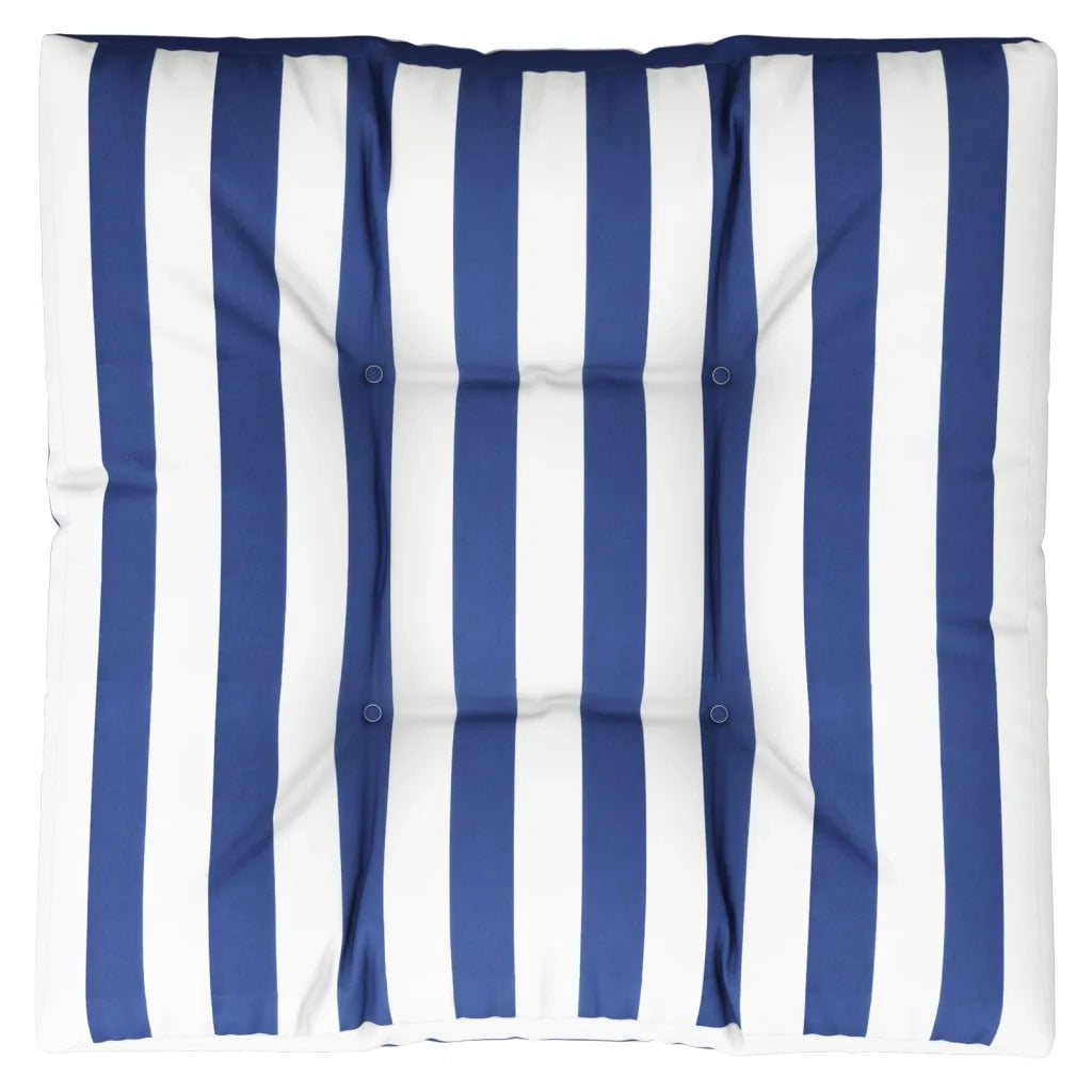Cuscino per Pallet Strisce Bianche e Blu 70x70x12 cm in Tessuto 360484