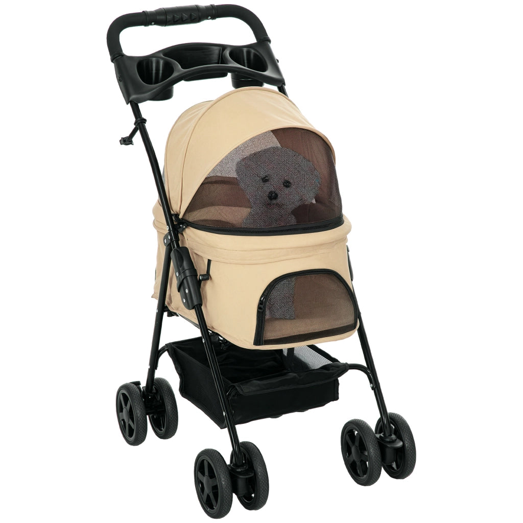 Carrello per Cani Pieghevole ¨C Zephmum ¨C Khaki 67x45x96 cm