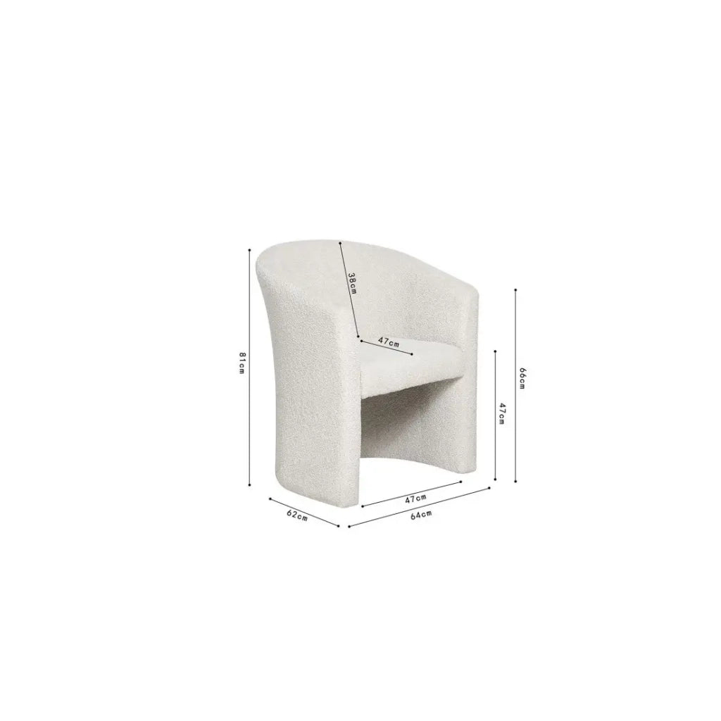 Poltrona da salotto KYOTO – Confortevole in tessuto bouclé bianco – Design moderno ed elegante