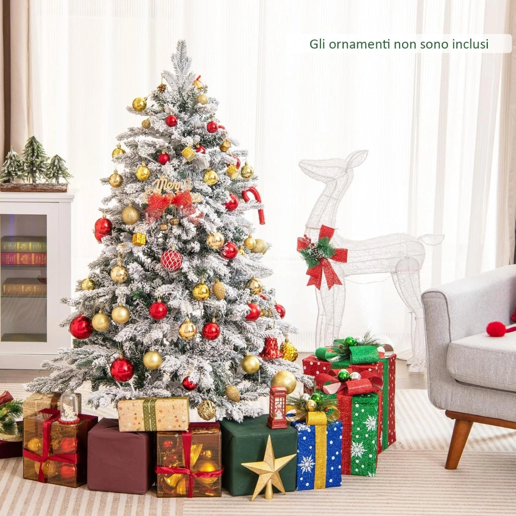 Albero di Natale Innevato 135 CM, Albero di Natale Artificiale Pre-Illuminato con 120 Luci LED, 757 Punte e Giunti a Cerniera (135 cm)