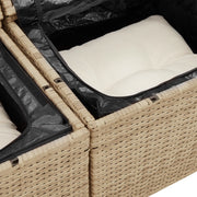 Set Divano da Giardino 13 Pezzi con Cuscini Beige Polyrattan Acacia