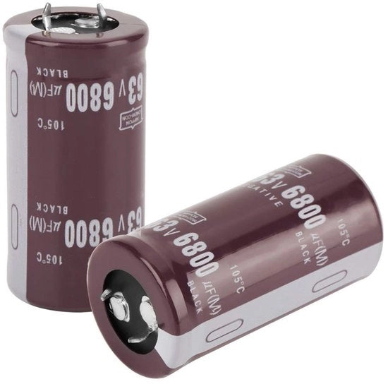 Capacitore elettrolitico 63V 6800uF - Terminale di inserimento - 25x50mm - Componente elettronico - Adatto per progetti DIY - Capacità di...