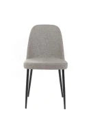 E-STYLO Sedia da pranzo in tessuto grigio chiaro e gambe in metallo nero, imbottita, 55cm X 46cm H. 85cm.