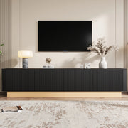 Mobile TV con ante scanalate e ripiani regolabili 200 x 40 x 47;5 cm; MDF nero