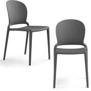 Set 2 sedie in polipropilene JASMINE, impilabile, resistente ai raggi UV, design moderno, ideale per sala da pranzo, cucina, sala d’attesa, bar, ristoranti o giardino colore Cemento