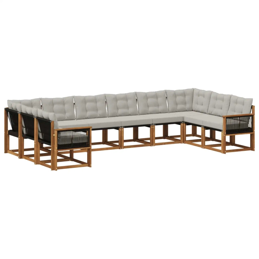 Set di divani da esterno 10 pz Naturale e Grigio chiaro 3382239