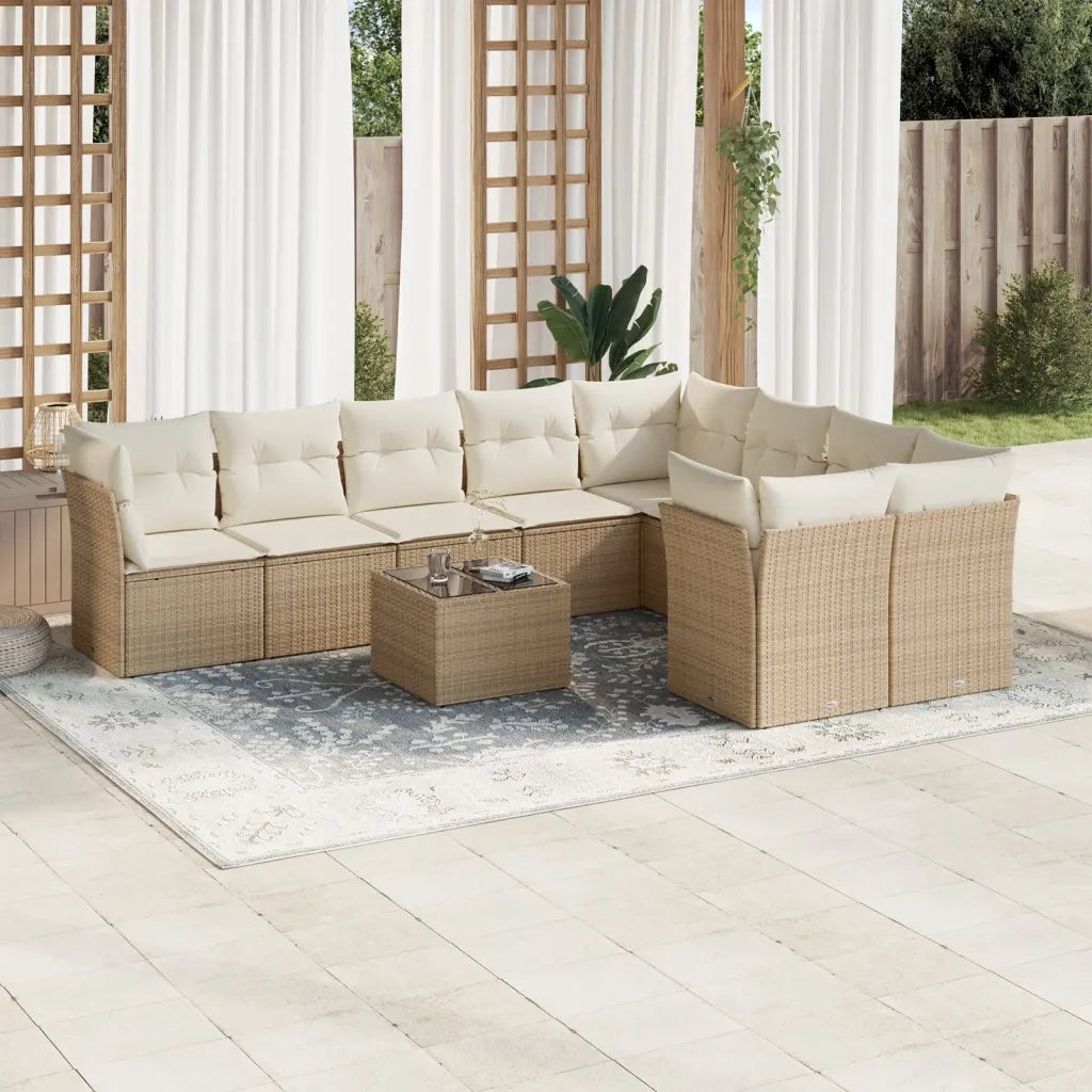 Set Divano da Giardino 10 pz con Cuscini Beige in Polyrattancod mxl 115679