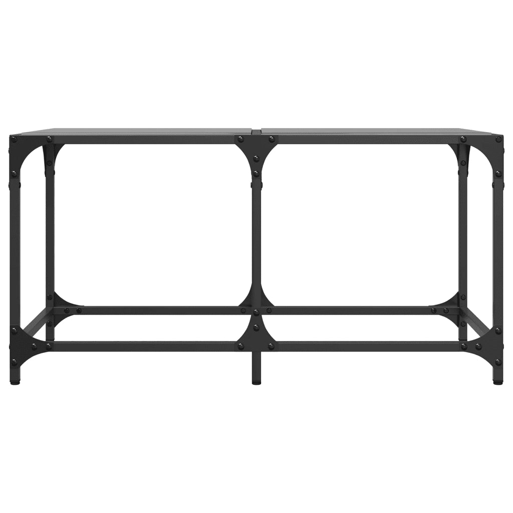 Tavolino con Piano in Vetro Nero 78,5x40x40 cm Acciaio