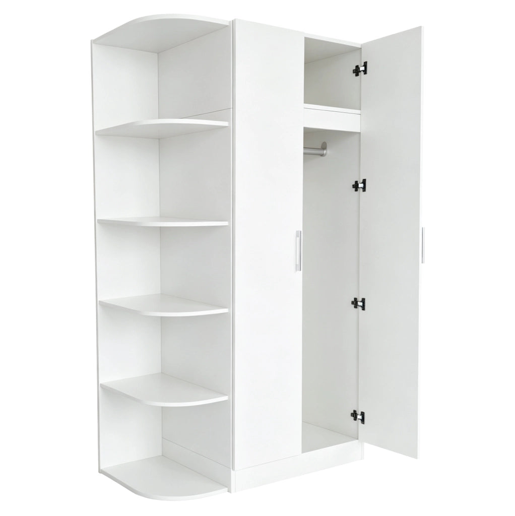 Armadio ULEVR 90x55x170 cm a 2 ante con ripiani e cassetti, MDF bianco
