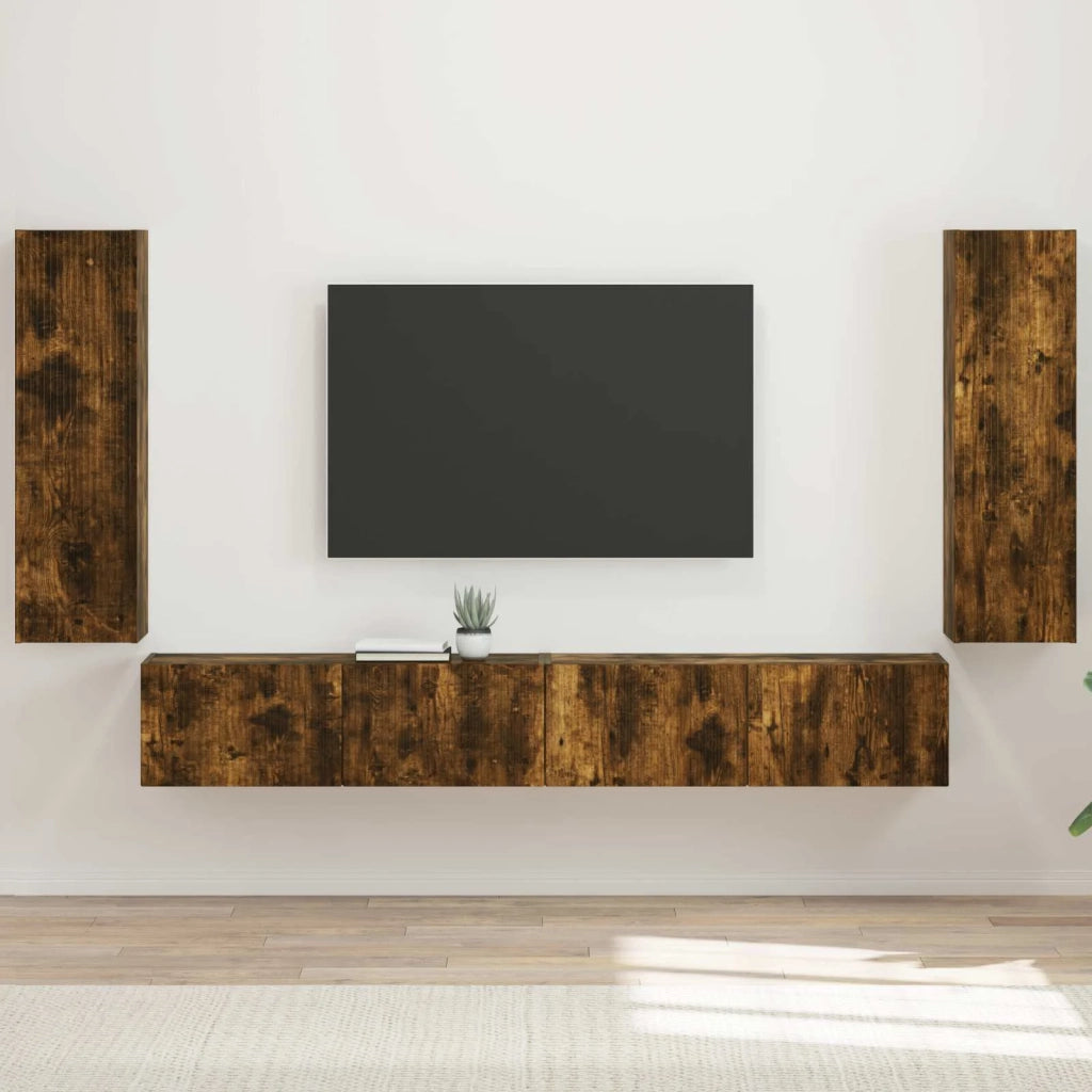 Set di Mobiletto da TV a Parete 4 pcs Rovere fumé