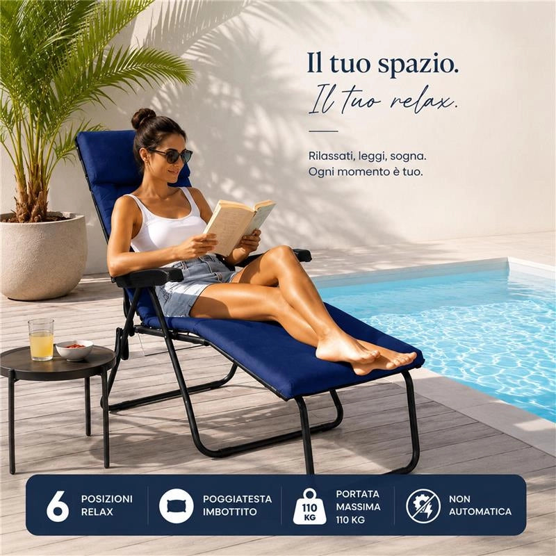 MAURY'S POLTRONA PISA NON AUTOMATICA CON 6 POSIZIONI - COLORE BLU 170X60X62 CM