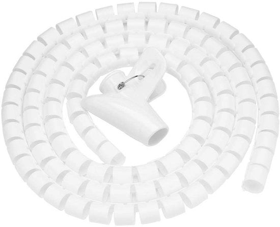 Organizzatore di cavi - 1,5 m - Flexibile e resistente - Bianco - Protegge e organizza i cavi - Adatto per TV e computer