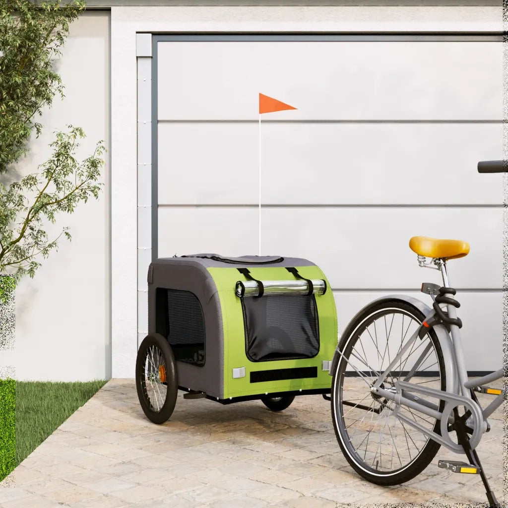 Rimorchio da Bici per Animali Verde e Grigio Oxford e Ferro CFW1870315
