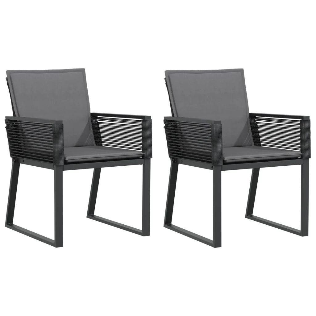 Sedie da Giardino con Cuscini 2 pz | Sedie da Esterno Nere in Polyrattan