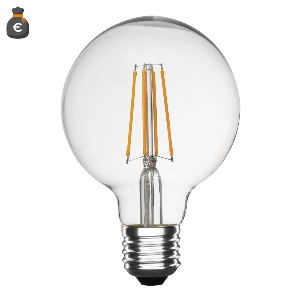 Alcapower Lampadina LED Globo G125 Filamento Trasparente 12W 1850lm 6000K E27 Luce Fredda Ø125x175mm Classe D Efficiente e Durevole G125Fil
