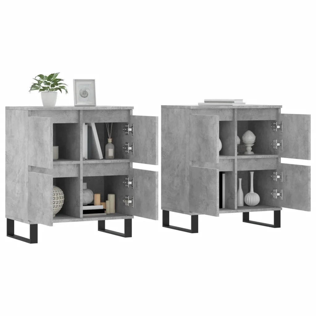 Credenze 2 pz | Madia | Buffet da pranzo | Armadio da pranzo Grigio Cemento in Legno Multistrato
