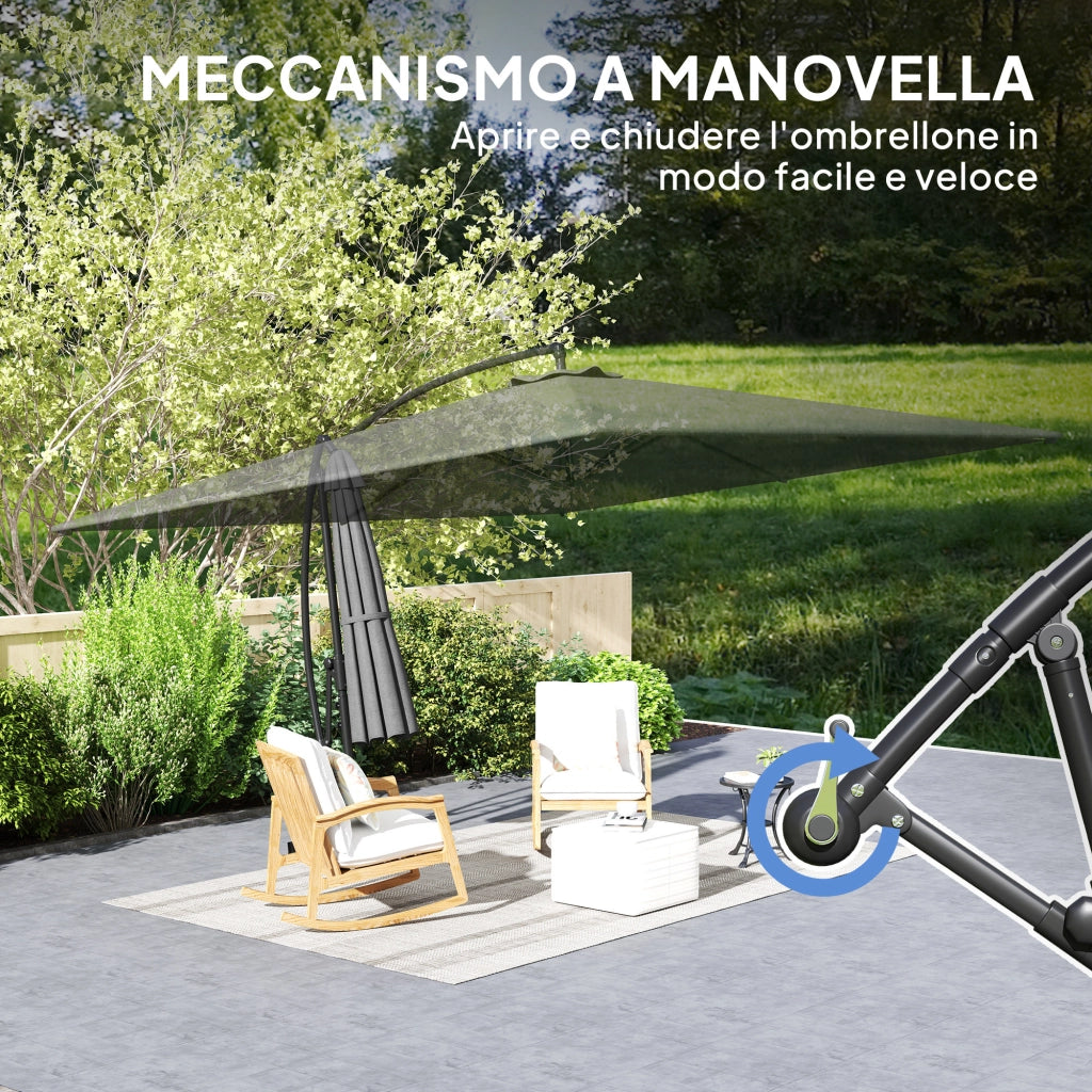 Ombrellone da Giardino Girevole e Inclinabile ¨C Zephmum ¨C Grigio 280x380 cm