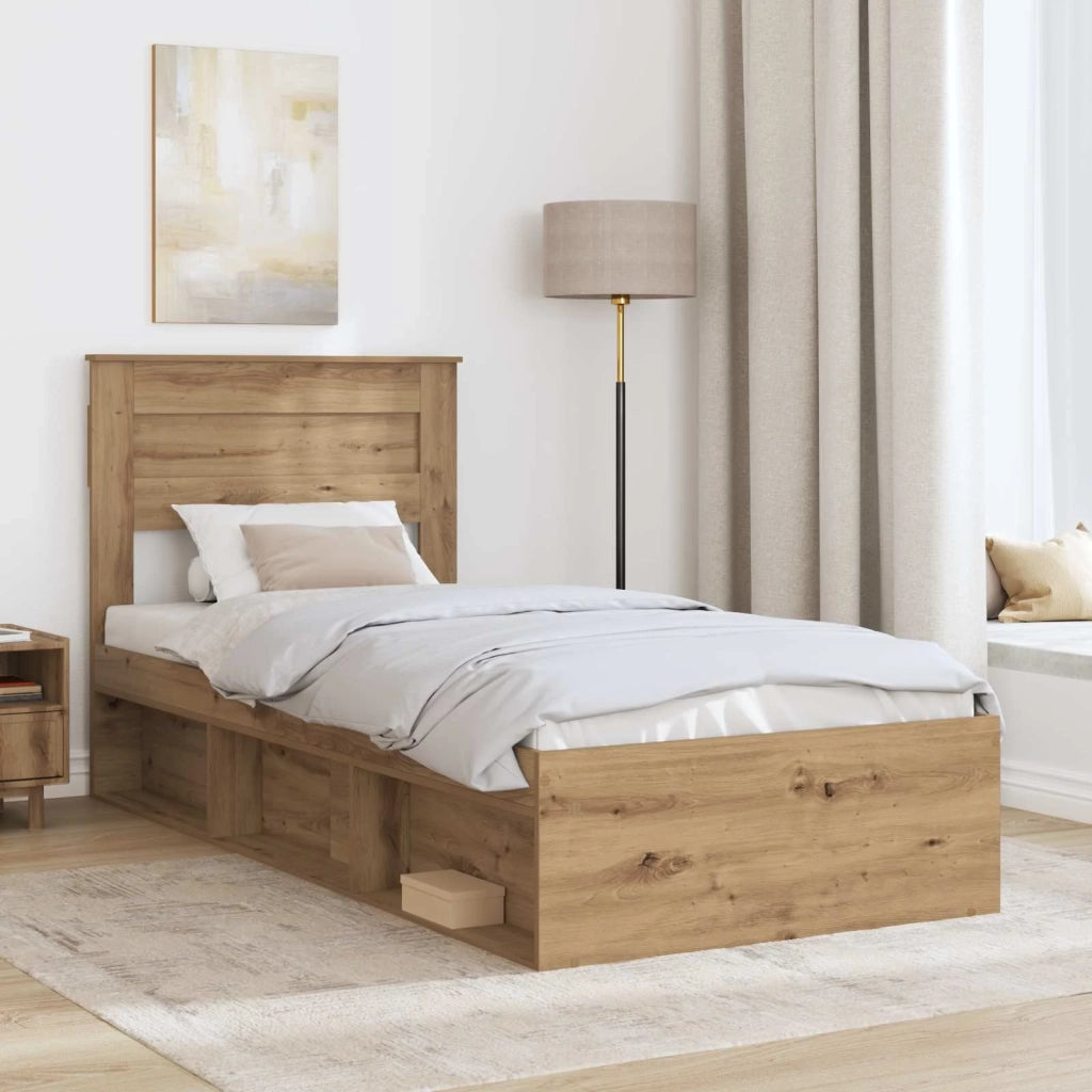 Struttura del letto con testiera Rovere Artigianale 75 x 190 cm 3409822