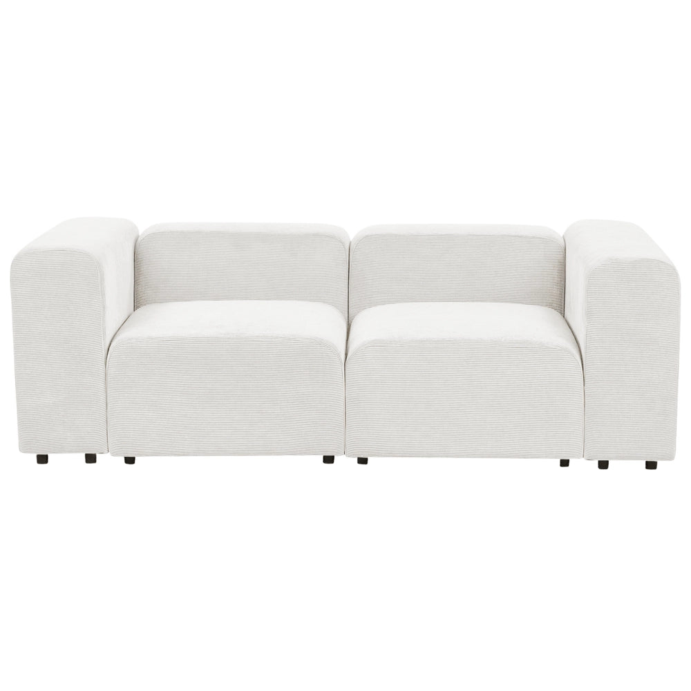 Divano componibile a 2 posti rivestito con velluto bianco stile moderno