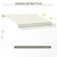 Tenda da Sole Avvolgibile a Caduta con Manovella, in Alluminio e Poliestere, 3x2.5m, Bianco