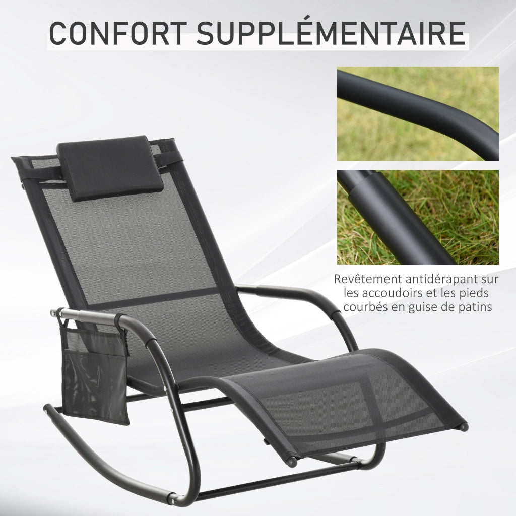 Poltrona Chaise Longue Dondolo ¨C Zephmum ¨C Grigio Tessuto