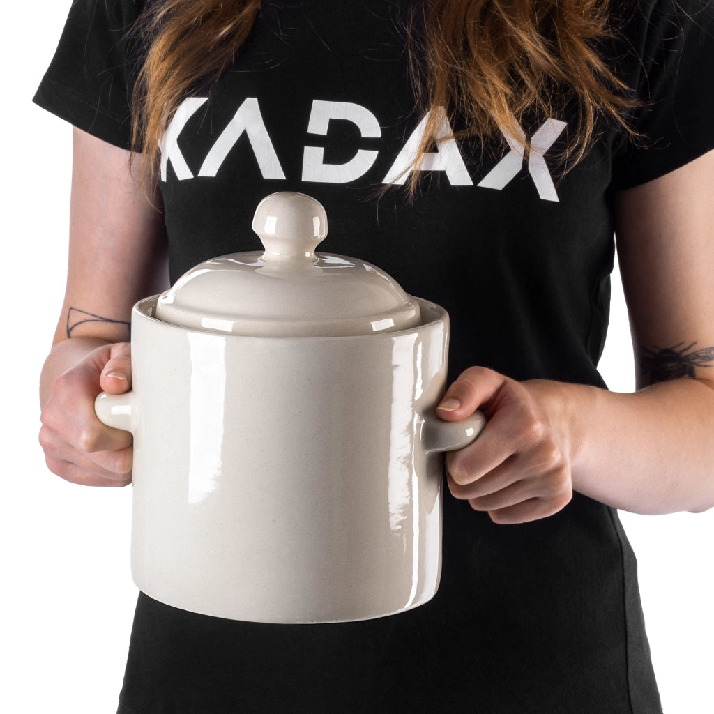 Vaso KADAX a forma di barile per sottaceti con collarino, 1,8 l, in gres per cavoli e cetrioli