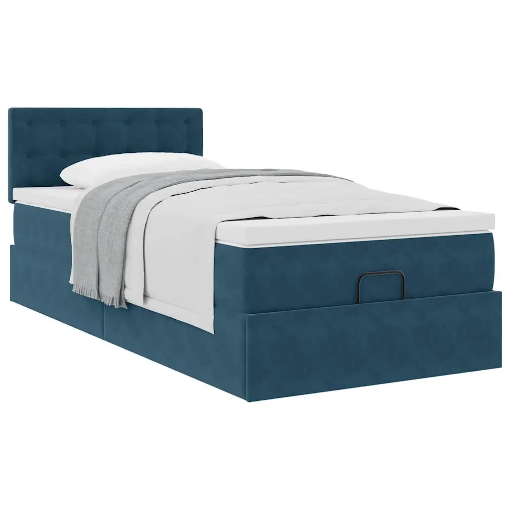 Struttura Letto Pouf con Materasso 90x200 cm in Velluto 3311895