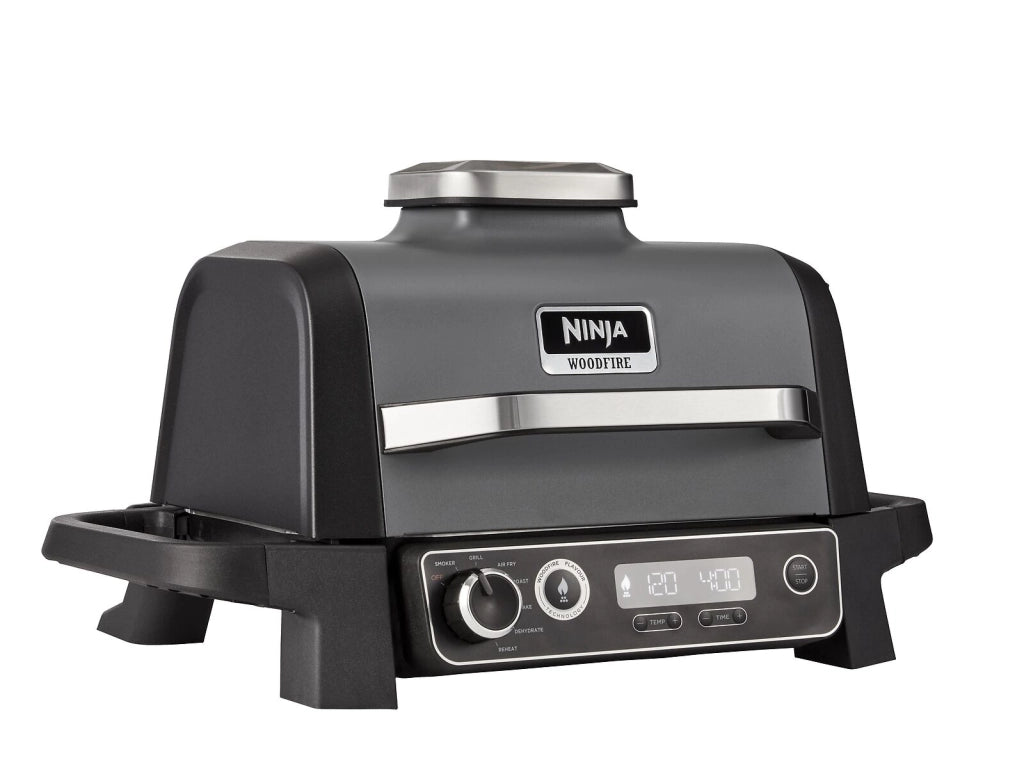 Ninja OG701EU Woodfire Barbecue Elettrico Affumicatore e Friggitrice ad Aria 7 in 1 2400 W colore Grigio Nero