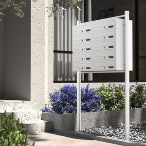 Cassetta postale condominiale autoportante 10 posti, bianco, 2 moduli 945 x 270 x 1500 mm