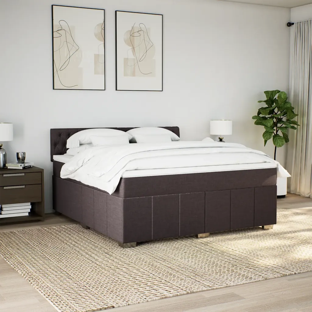 vidaXL Giroletto a Molle con Materasso Marrone Scuro 180x200cm Tessuto