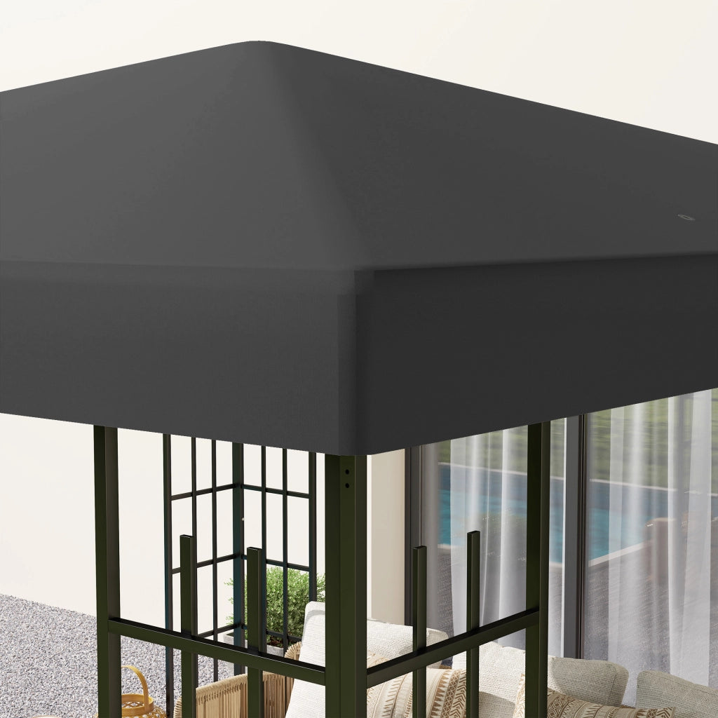 Tetto di ricambio per gazebo 3 x 3 m impermeabile copertura sostitutiva tessuto Oxford 370 g mq grigio scuro resistente agli agenti atmosferici per giardino