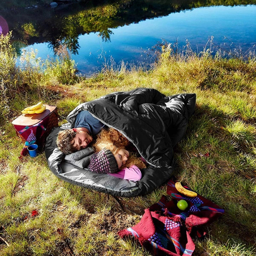 Sacco a pelo doppio per 2 persone, sacco a pelo con 2 cuscini e borsa per il trasporto, sacco nanna impermeabile per adulti, sacchi a pelo per campeggio, escursioni, viaggi