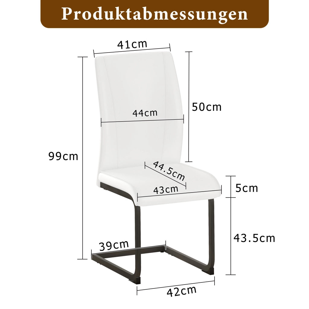 Sedie da Pranzo in Ecopelle Bianca ¨C Xylo ¨C Set 2 Pezzi, Gambe in Metallo Nero