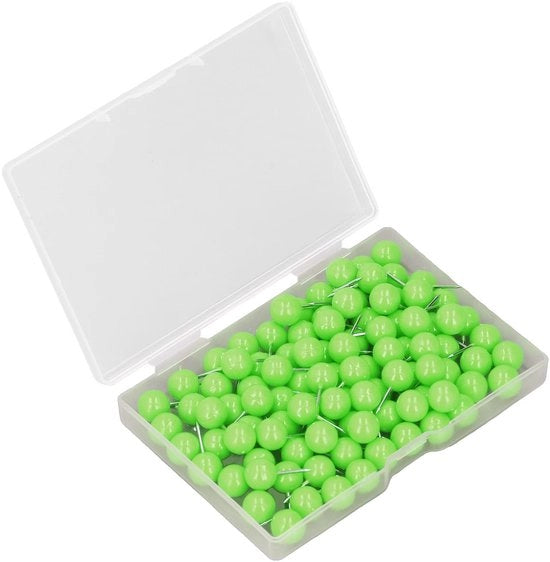 Punti da attacco 100 pezzi - Spiedini decorativi - Acciaio/Plastica - Per bacheche da appunti - Segnalazione di ubicazioni - Contenitore trasparente - Spiedini da appunti